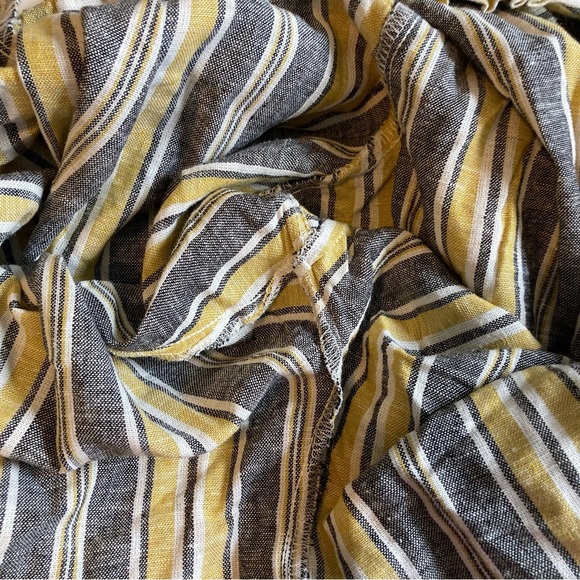 New Look Women's 100% Linen Black/Yellow Striped Wide Leg Pants w/Elastic Waist - Picture 6 of 12